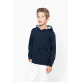 Unisex kindersweater met contrasterende capuchon met motief